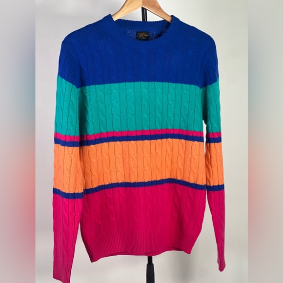 NWT J Crew Cashmere cable-knit sweater in stripe size M - Picture 2 of 10